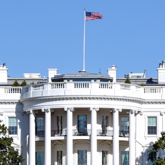 US flag on top of the White House, Washington DC